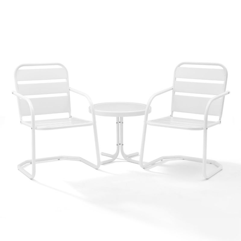 Crosley Furniture - Brighton 3 Piece Outdoor Chat Set White - 2 Chairs, Side Table - KO10013WH