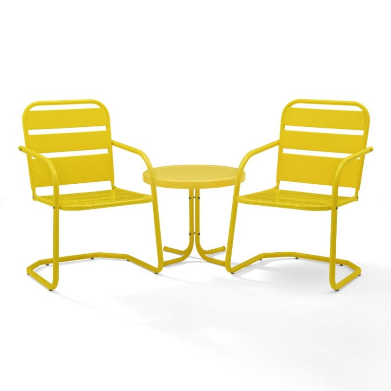 Crosley Furniture - Brighton 3 Piece Outdoor Chat Set Yellow - 2 Chairs, Side Table - KO10013YE