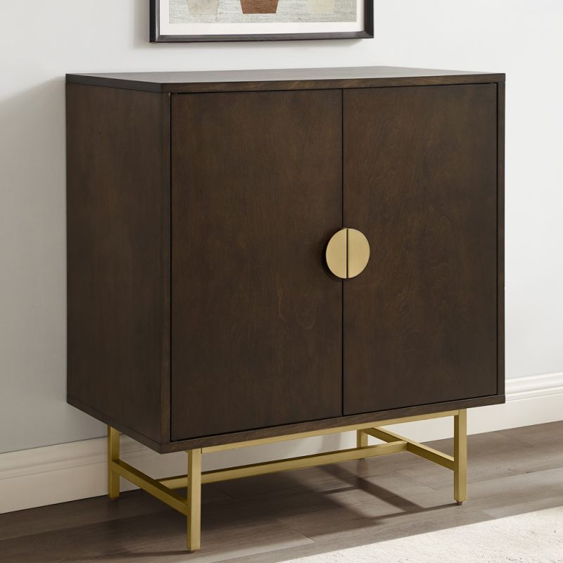 Crosley Furniture -  Cabinet Blair Bar  Dark Brown/Gold - CF4012-BR