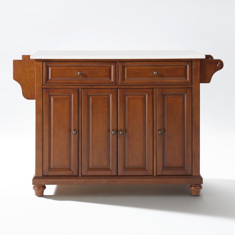 Crosley Furniture - Cambridge Granite Top Full Size Kitchen Island/Cart Cherry/White - KF30005DCH