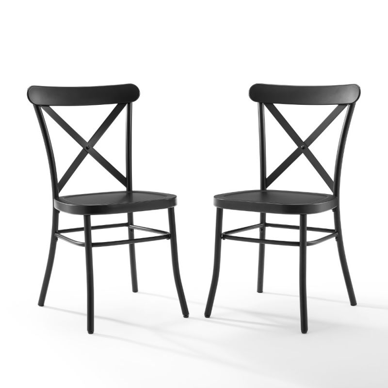 Crosley Furniture - Camille 2 Piece Metal Chair Set Matte Black - 2 Chairs - CF500620-MB