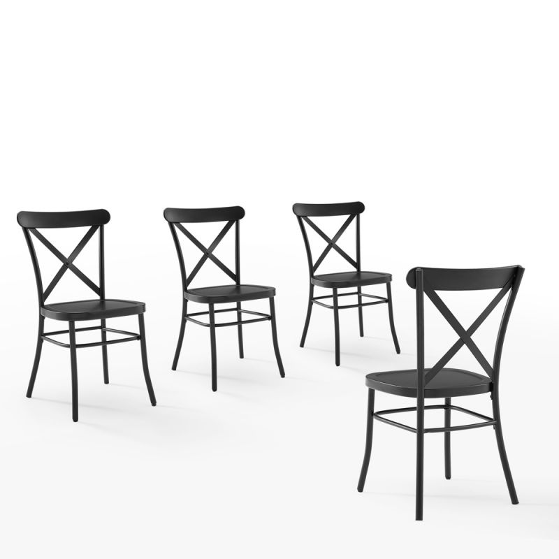 Crosley Furniture - Camille 4-Piece Metal Dining Chair Set Matte Black - 4 Chairs - KF20030MB