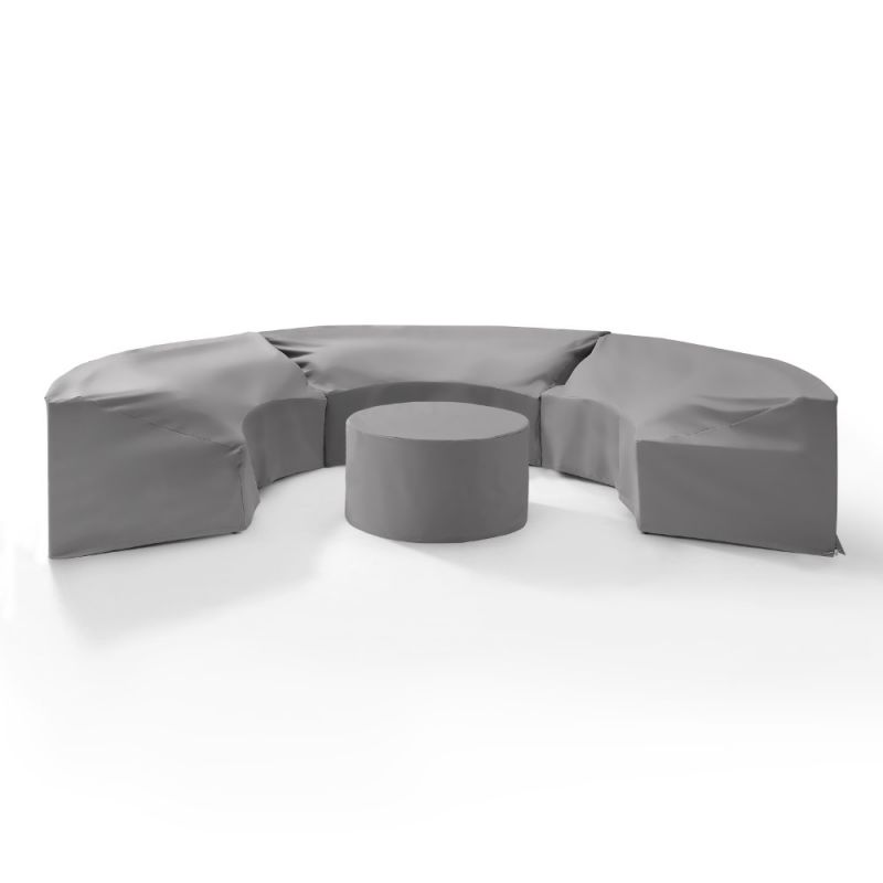 Crosley Furniture - Catalina 4 Piece Furniture Cover Set Gray - 3 Round Sectional Sofas And Coffee Table - MO75016-GY