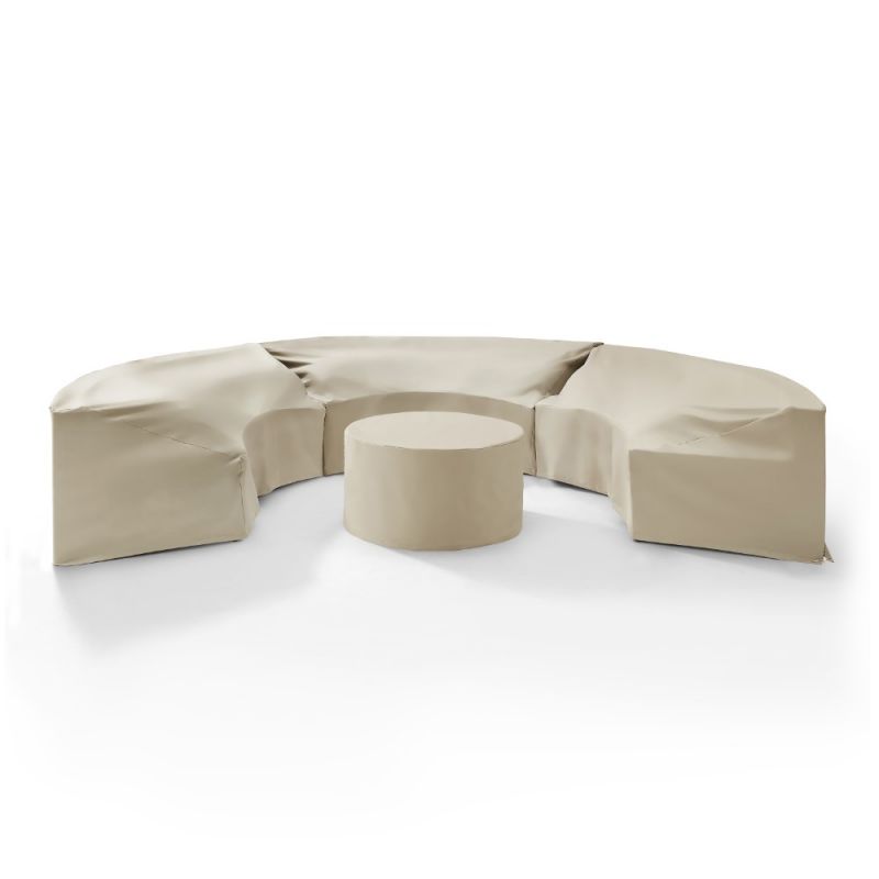 Crosley Furniture - Catalina 4 Piece Furniture Cover Set Tan - 3 Round Sectional Sofas And Coffee Table - MO75016-TA
