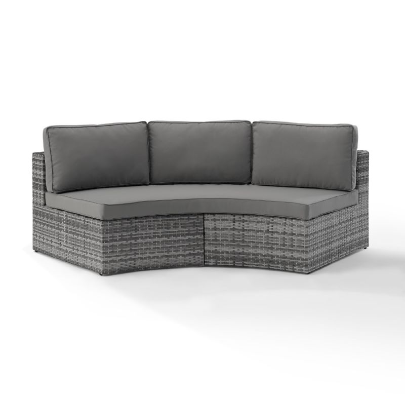 Crosley Furniture - Catalina Outdoor Wicker Round Sectional Sofa Gray - CO7120-GY_CLOSEOUT
