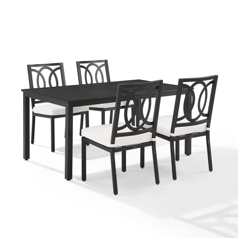 Crosley Furniture - Chambers 5Pc Outdoor Dining Set Creme/Matte Black - Table & 4 Chairs - KO60054MB-CR_CLOSEOUT