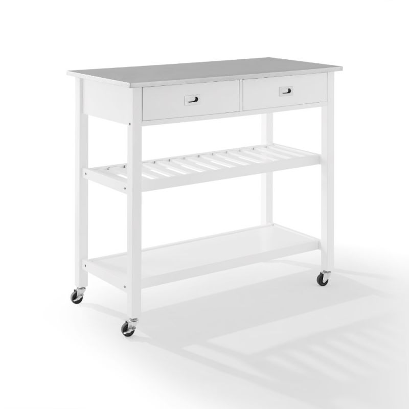 Crosley Furniture - Chloe Stainless Steel Top Kitchen Island/Cart White/Stainless Steel - CF3027SS-WH