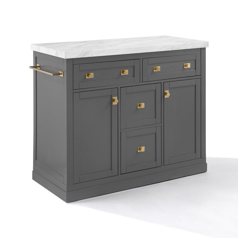Crosley Furniture - Claire Kitchen Island Gray/White Marble - KF30096WM-GY