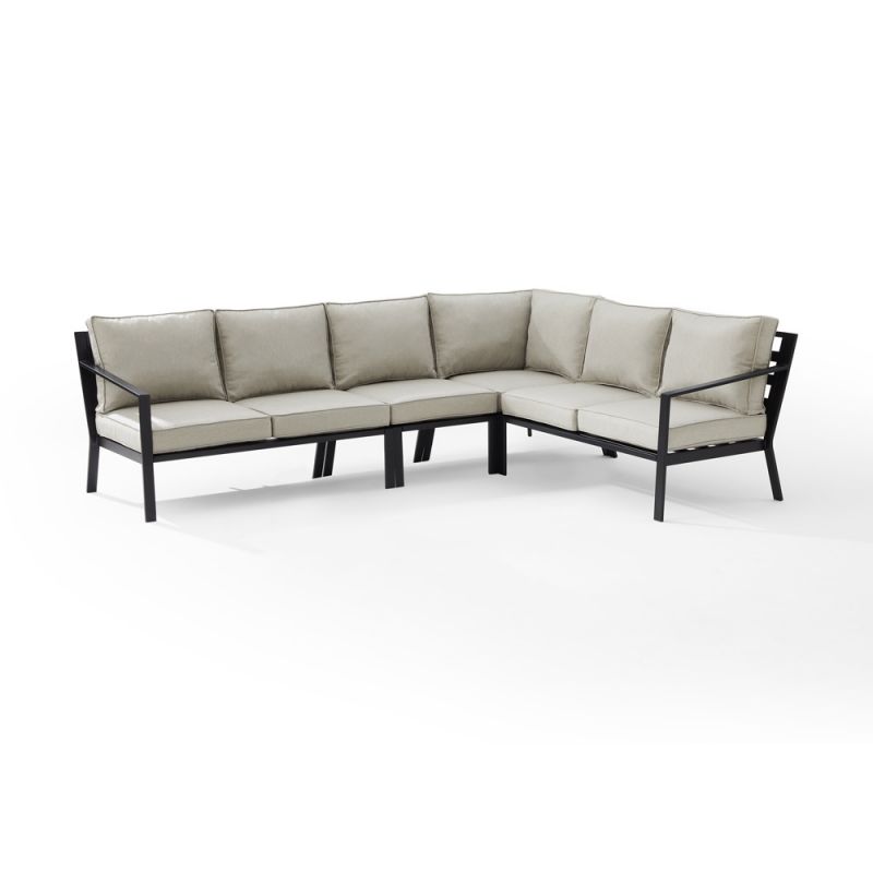 Crosley Furniture - Clark 4Pc Metal Outdoor Sectional Patio Furniture Set Taupe/Matte Black - Left Loveseat, Right Loveseat, Corner Chair, & Center Chair - KO70376MB-TE_CLOSEOUT
