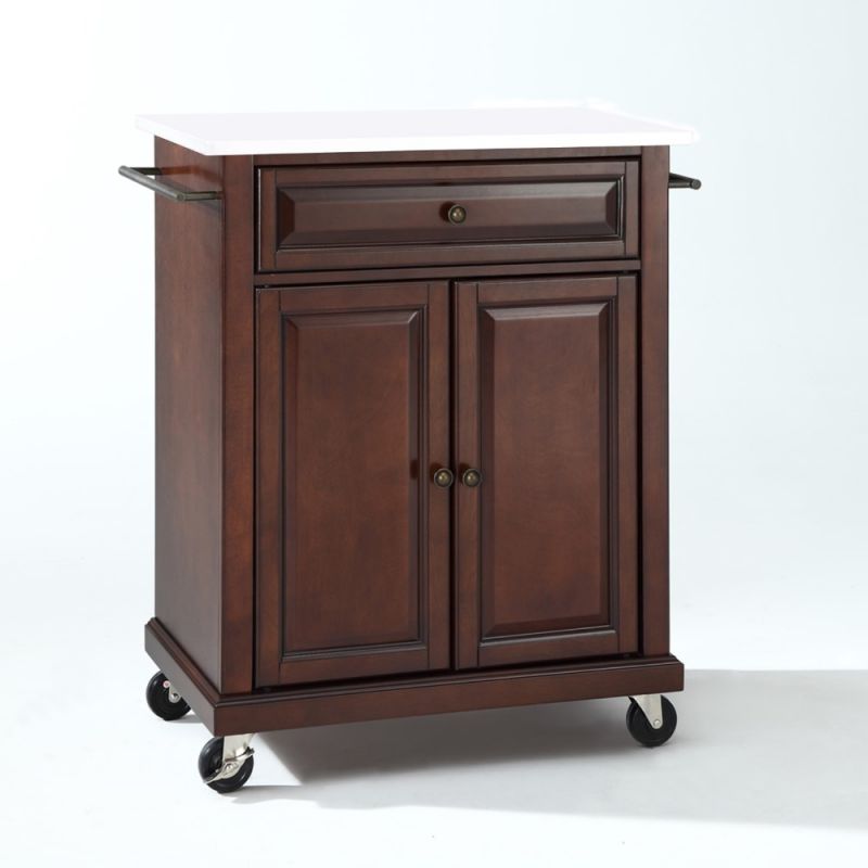 Crosley Furniture - Compact Granite Top Kitchen Cart Mahogany/White - KF30020EMA