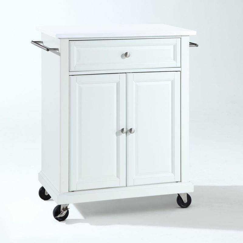 Crosley Furniture - Compact Granite Top Kitchen Cart White/White - KF30020EWH