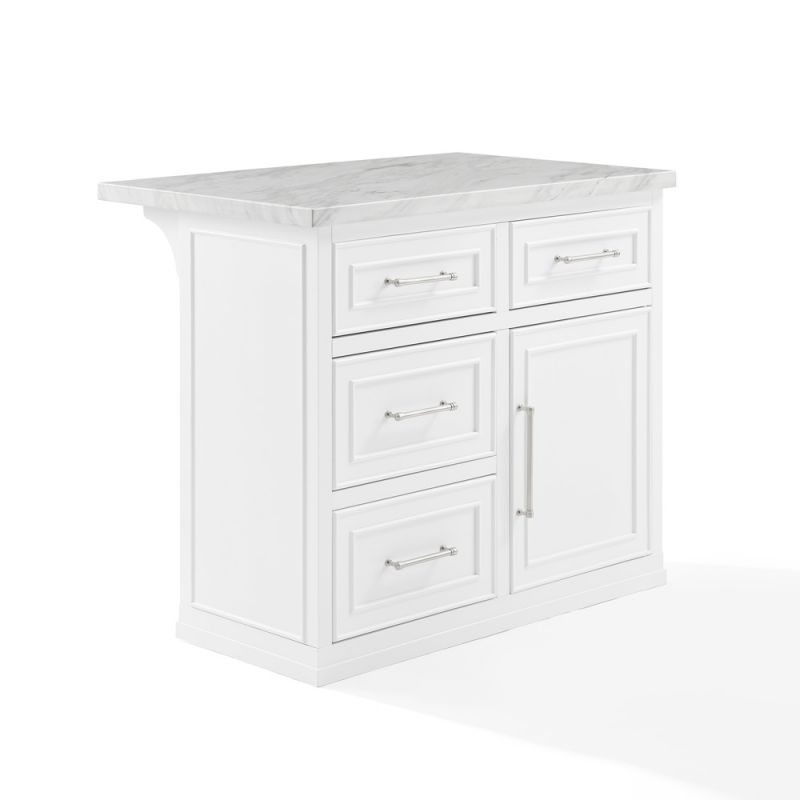 Crosley Furniture - Cutler Faux Marble Top Kitchen Island White/White Marble - KF30094WM-WH