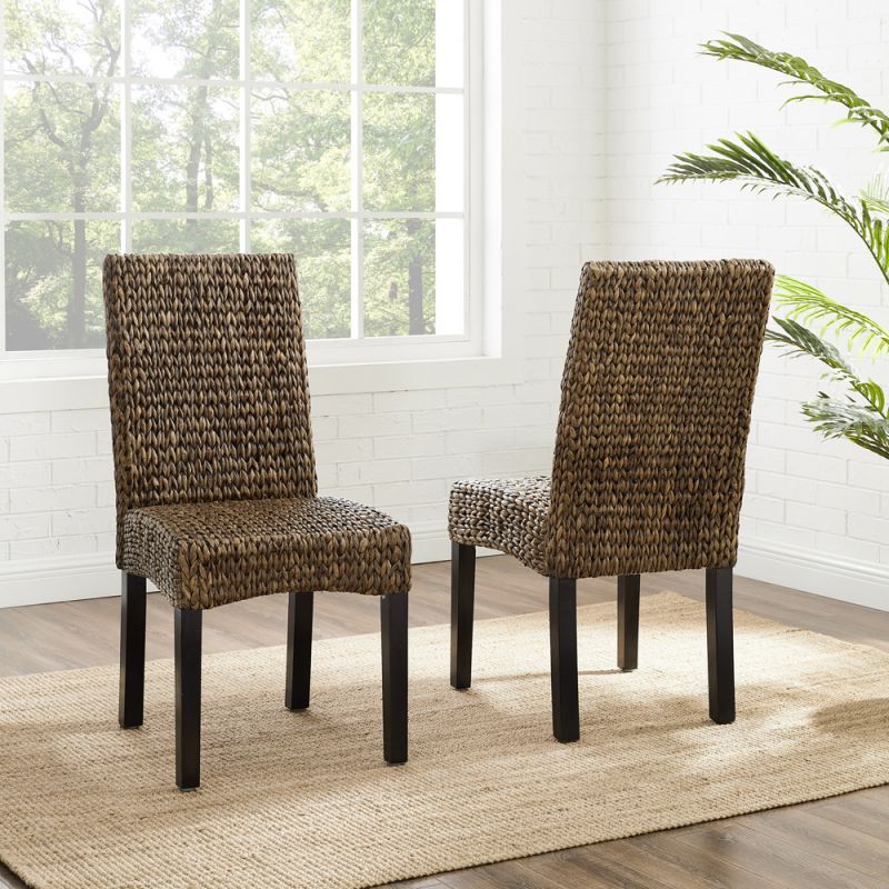Crosley Furniture - Edgewater 2Pc Dining Chair Set Seagrass/Darkbrown - 2 Chairs - CF502418-SG