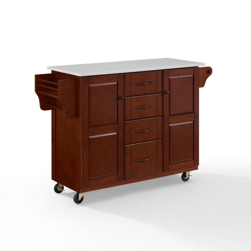 Crosley Furniture - Eleanor Granite Top Kitchen Cart Mahogany/White - KF30175EMA