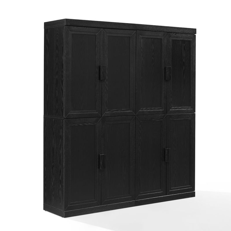 Crosley Furniture - Essen 2Pc Kitchen Pantry Storage Cabinet Set Black - 2 Pantries - KF33064BK