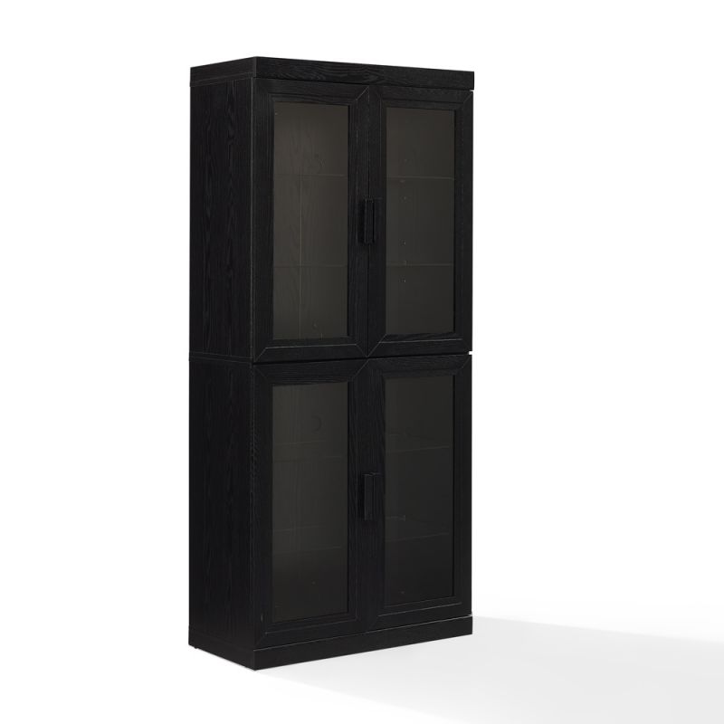 Crosley Furniture - Essen Glass Door Kitchen Pantry Storage Cabinet Black - KF33062BK