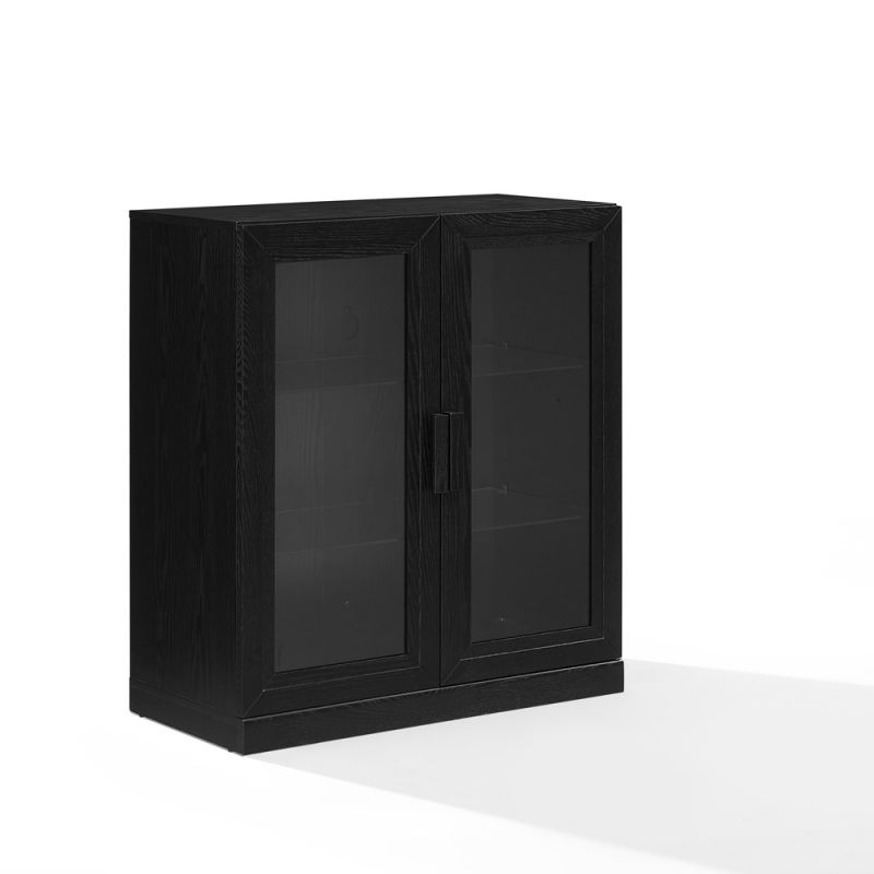 Crosley Furniture - Essen Stackable Glass Door Kitchen Pantry Storage Cabinet Black - CF3138-BK