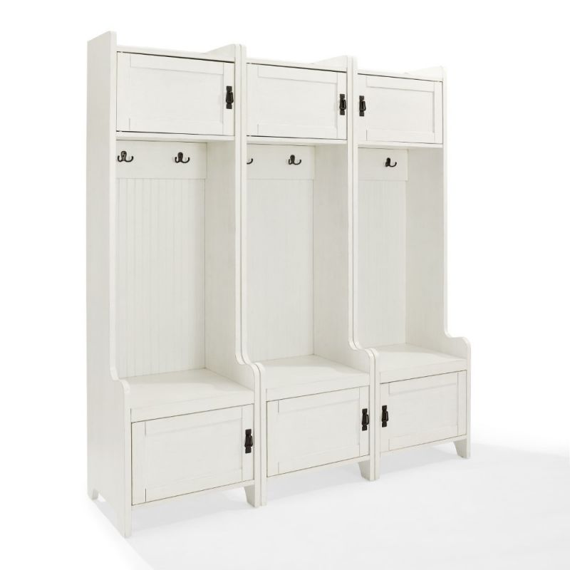 Crosley Furniture - Fremont 3 Pc Entryway Kit - Three Towers in Distressed White - KF60005WH