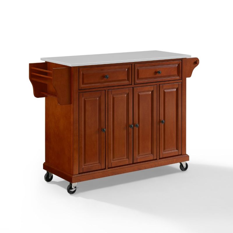 Crosley Furniture - Full Size Granite Top Kitchen Cart Cherry/White - KF30005ECH