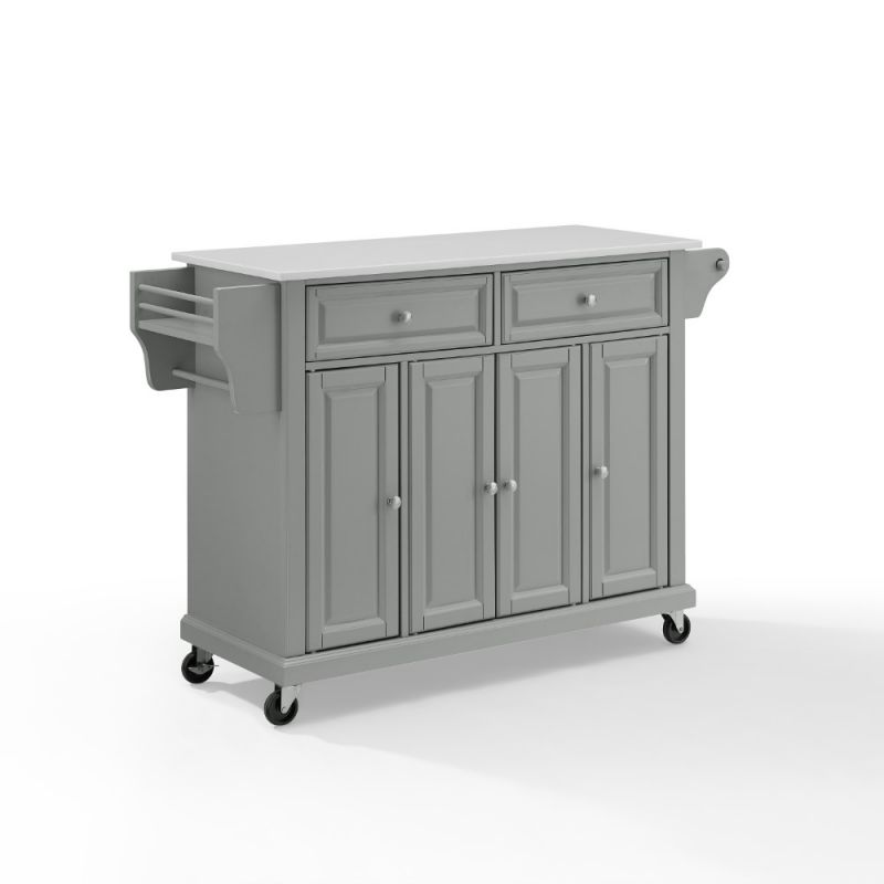 Crosley Furniture - Full Size Granite Top Kitchen Cart Gray/White - KF30005EGY