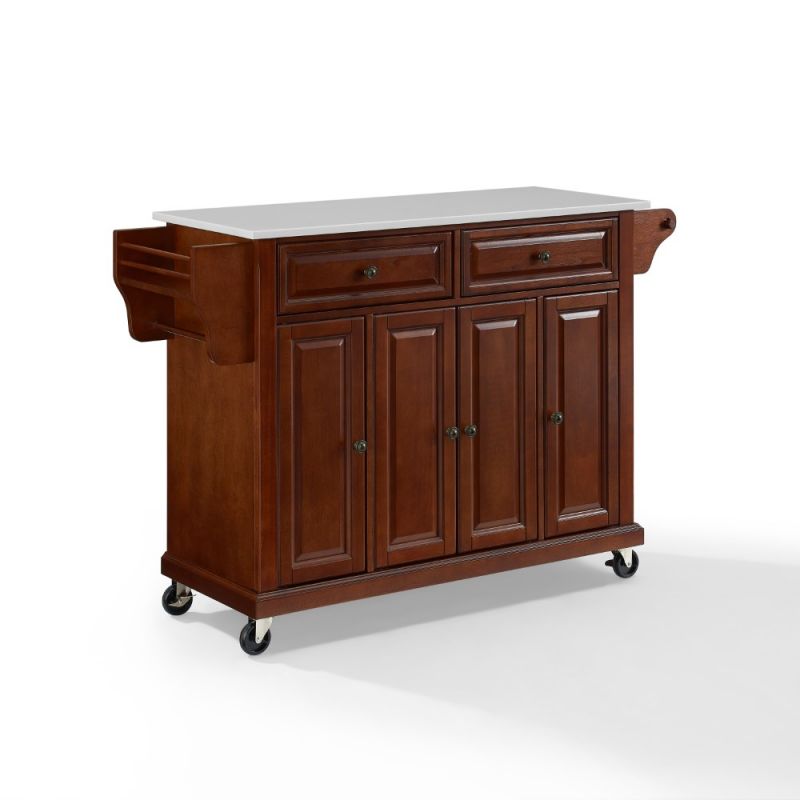 Crosley Furniture - Full Size Granite Top Kitchen Cart Mahogany/White - KF30005EMA