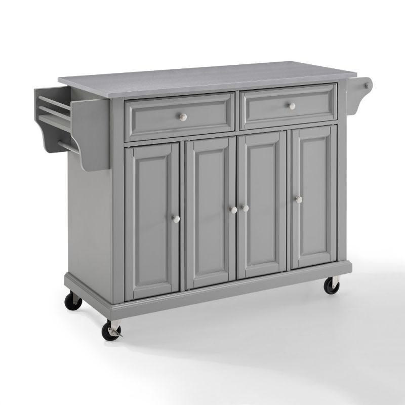 Crosley Furniture - Full Size Stainless Steel Top Kitchen Cart Gray/Stainless Steel - KF30002EGY