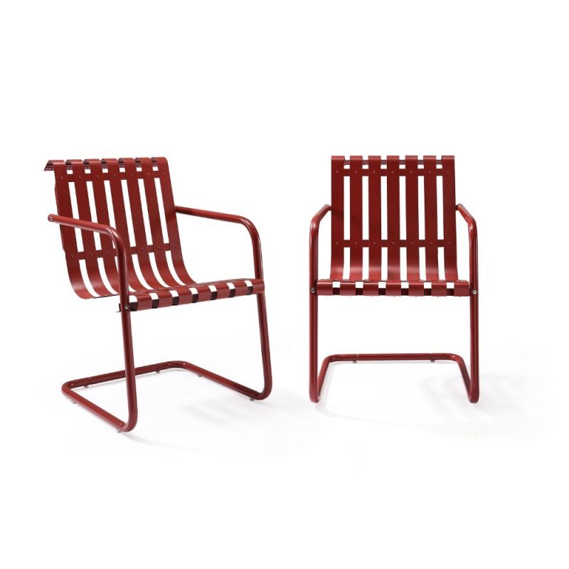 Crosley Furniture - Gracie Stainless Steel Chair Red 2Pc/1Carton - CO1020-RE_CLOSEOUT