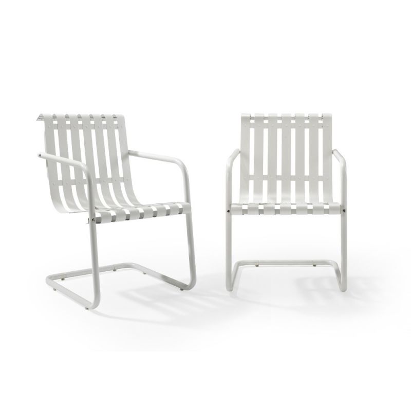 Crosley Furniture - Gracie Stainless Steel Chair White 2Pc 1 Carton - CO1020-WH_CLOSEOUT