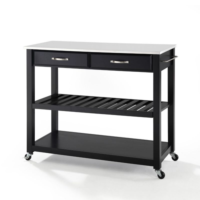 Crosley Furniture - Granite Top Kitchen Prep Cart Black/White - KF30056BK