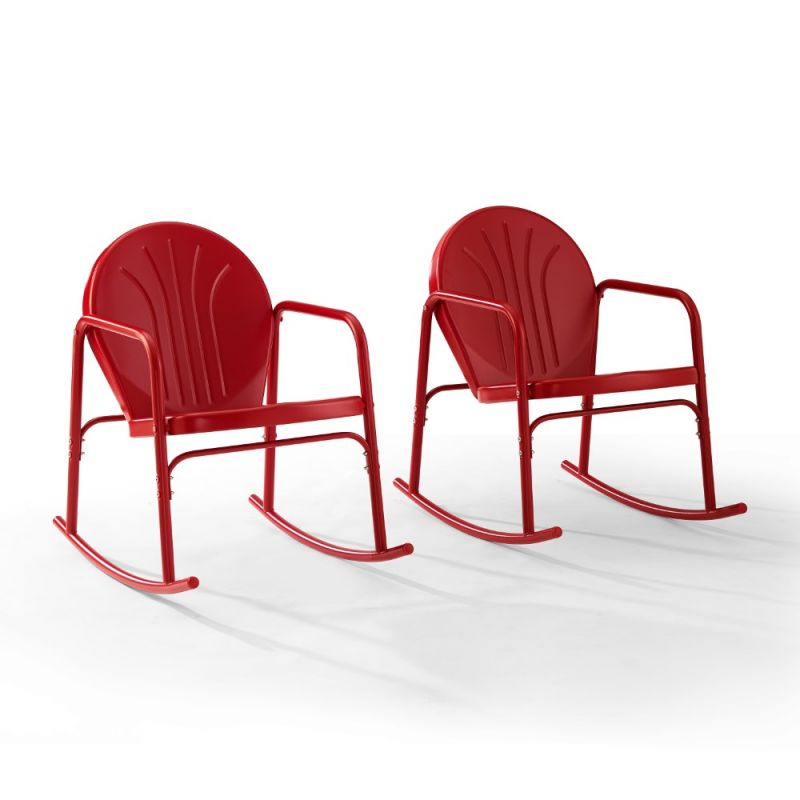 Crosley Furniture - Griffith 2 Piece Outdoor Rocking Chair Set Bright Red Gloss - 2 Chairs - CO1013-RE