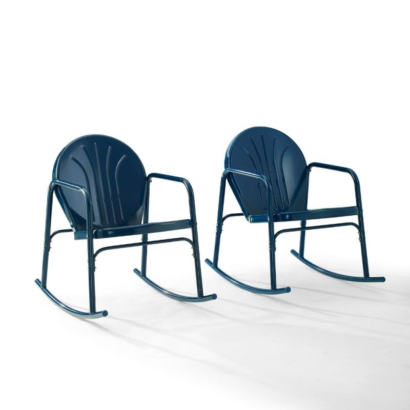 Crosley Furniture - Griffith 2 Piece Outdoor Rocking Chair Set Navy Gloss - 2 Chairs - CO1013-NV