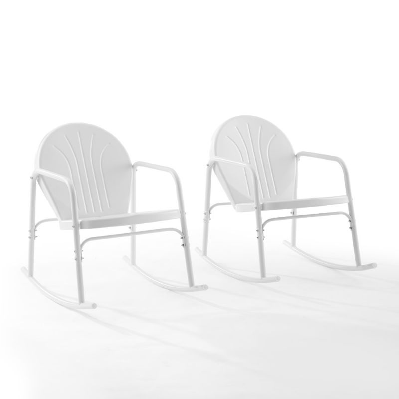 Crosley Furniture - Griffith 2 Piece Outdoor Rocking Chair Set White Gloss - 2 Chairs - CO1013-WH