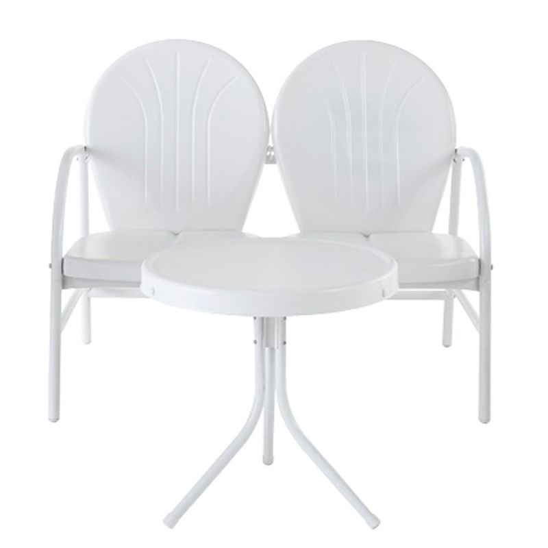 Crosley Furniture - Griffith 2 Piece Metal Outdoor Conversation Seating Set - Loveseat & Table in White Finish - KO10006WH_CLOSEOUT
