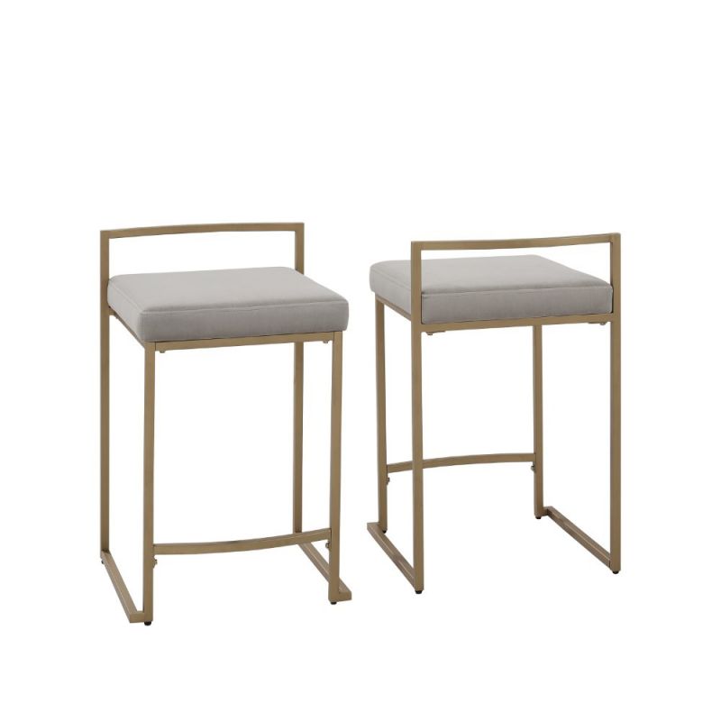 Crosley Furniture - Harlowe 2Pc Counter Stool Set Gray/ Gold (Set of 2) - CF501924-GY