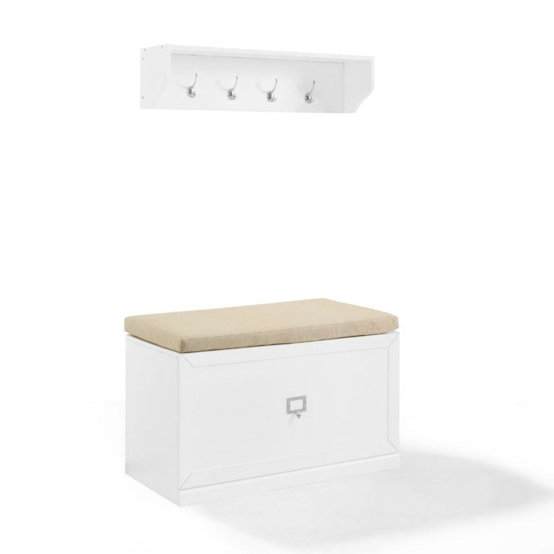 Crosley Furniture - Harper 2 Piece Entryway Set White - Bench & Shelf - KF31013WH