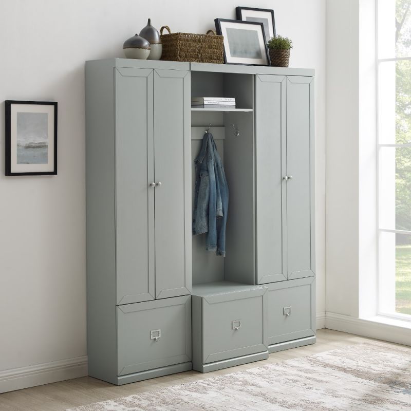 Crosley Furniture - Harper 3Pc Entryway Set Gray - Hall Tree and 2 Pantry Closets - KF31012GY