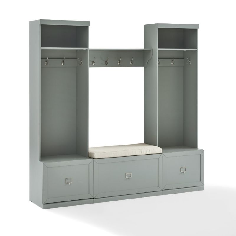 Crosley Furniture - Harper 4Pc Entryway Set Gray/Creme - Bench, Shelf, & 2 Hall Trees - KF31014GY