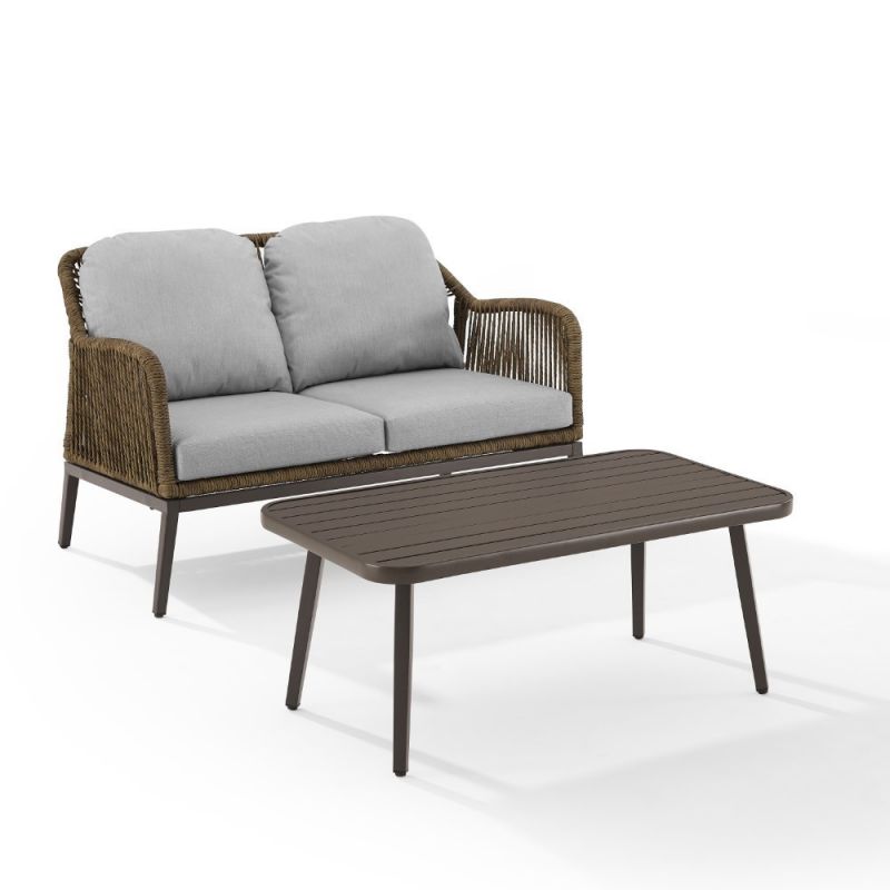 Crosley Furniture - Haven 2Pc Outdoor Wicker Conversation Set - Loveseat & Coffee Table - CO7360LB-LG