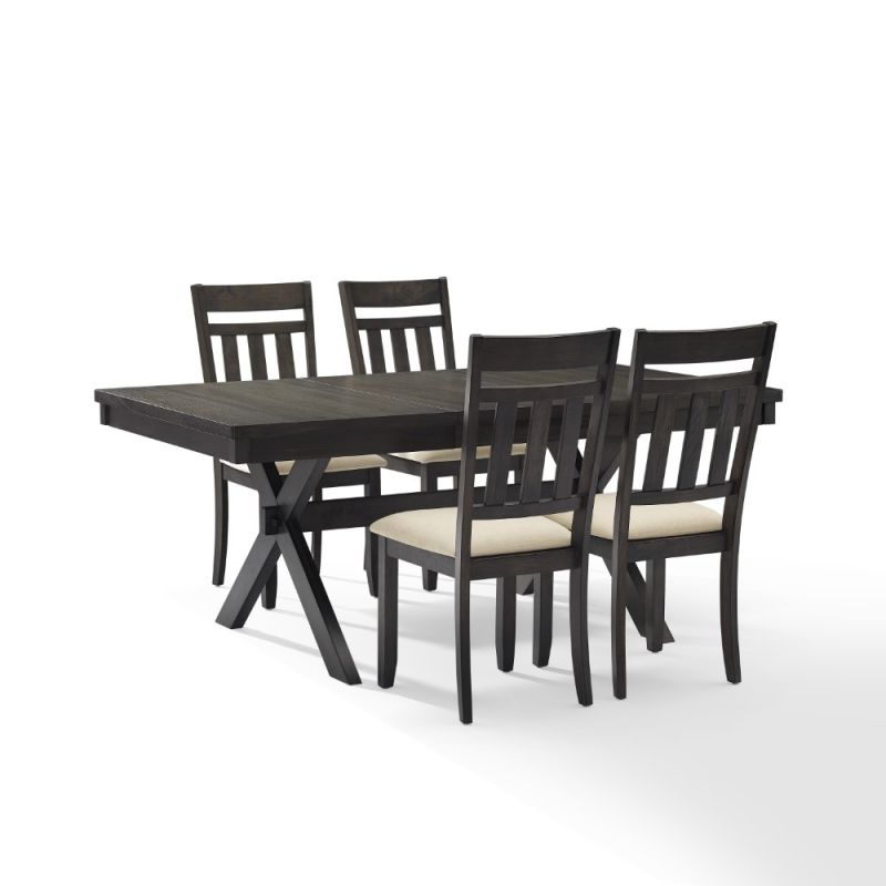 Crosley Furniture - Hayden 5 Piece Dining Set Slate - Table & 4 Slat Back Chairs - KF13026SL