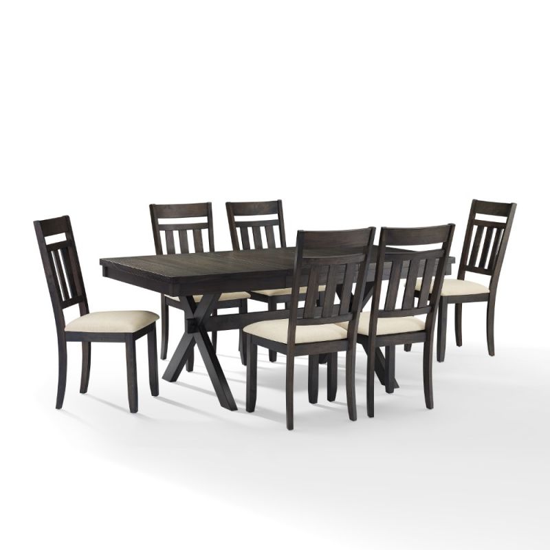 Crosley Furniture - Hayden 7 Piece Dining Set Slate - Table & 6 Slat Back Chairs - KF13029SL
