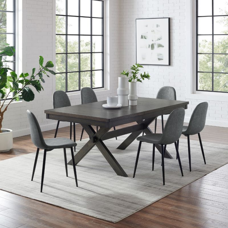 Crosley Furniture - Hayden 7Pc Dining Set W-Weston Chairs Distressed Gray -Slate - Table and 6 Chairs - KF20015SL-MB