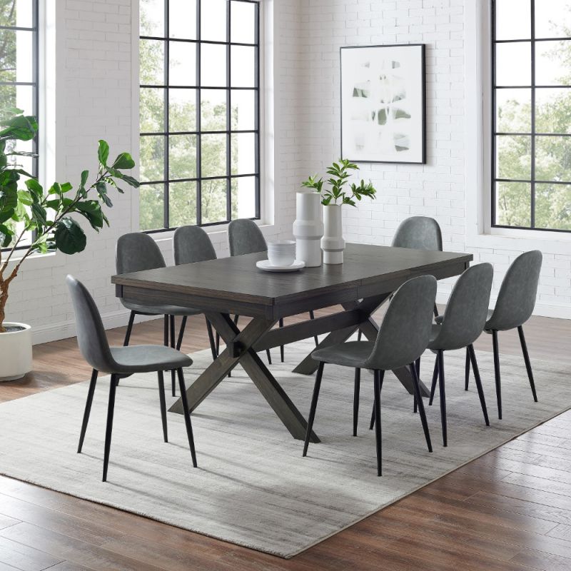 Crosley Furniture - Hayden 9Pc Dining Set W-Weston Chairs Distressed Gray -Slate - Table and 8 Chairs - KF20016SL-MB