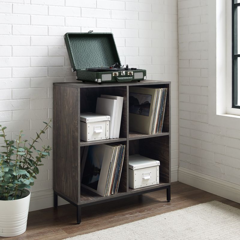 Crosley Furniture - Jacobsen Record Storage Cube Bookcase Brown Ash/Matte Black - CF1315-BR