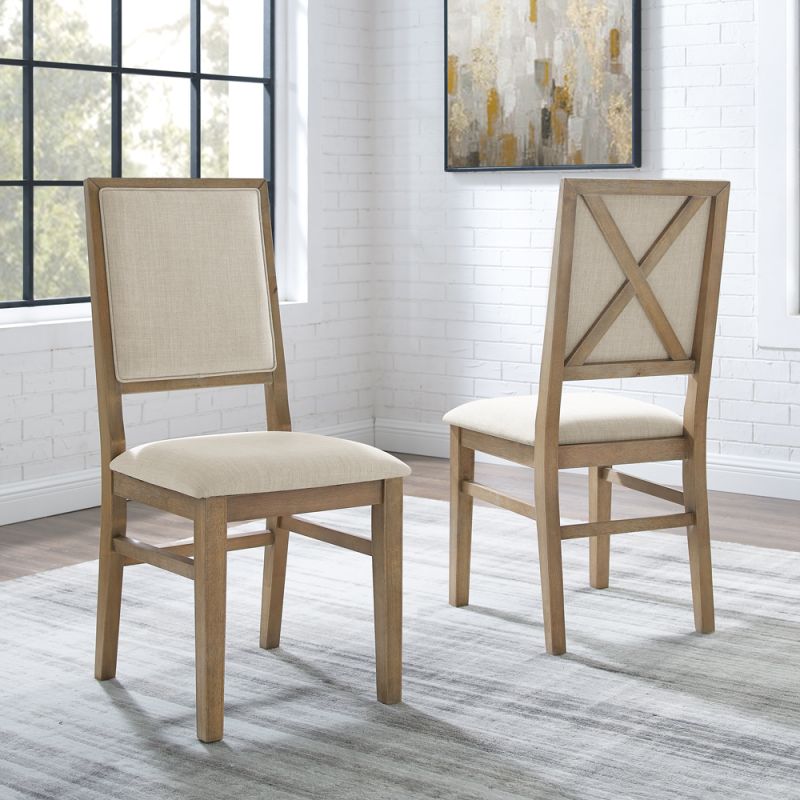 Crosley Furniture - Joanna 2Pc Upholstered Back Chair Set Rustic Brown /Creme - 2 Upholstered Chairs - CF501317-RB