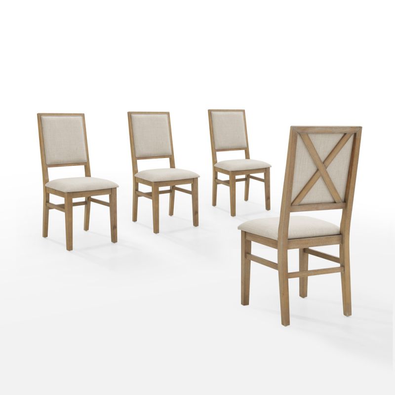 Crosley Furniture - Joanna 4-Piece Upholstered Back Dining Chair Set Rustic Brown/Cream - 4 Chairs - KF20025RB