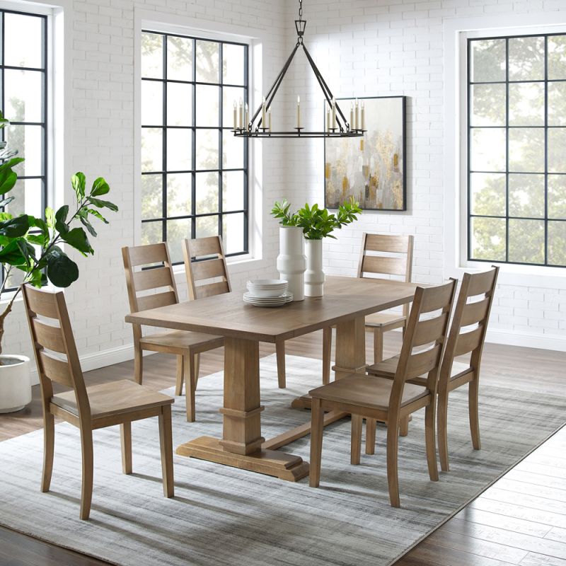 Crosley Furniture - Joanna 7Pc Dining Set Rustic Brown - Table & 6 Ladder Back Chairs - KF13066RB-RB