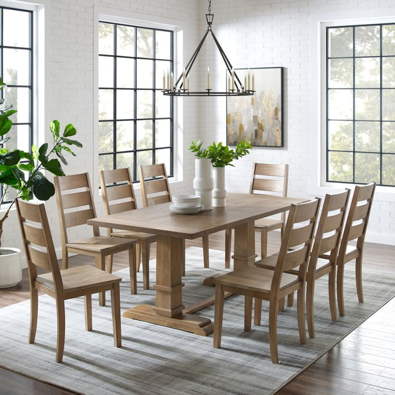 Crosley Furniture - Joanna 9Pc Dining Set Rustic Brown - Table & 8 Ladder Back Chairs - KF13068RB-RB