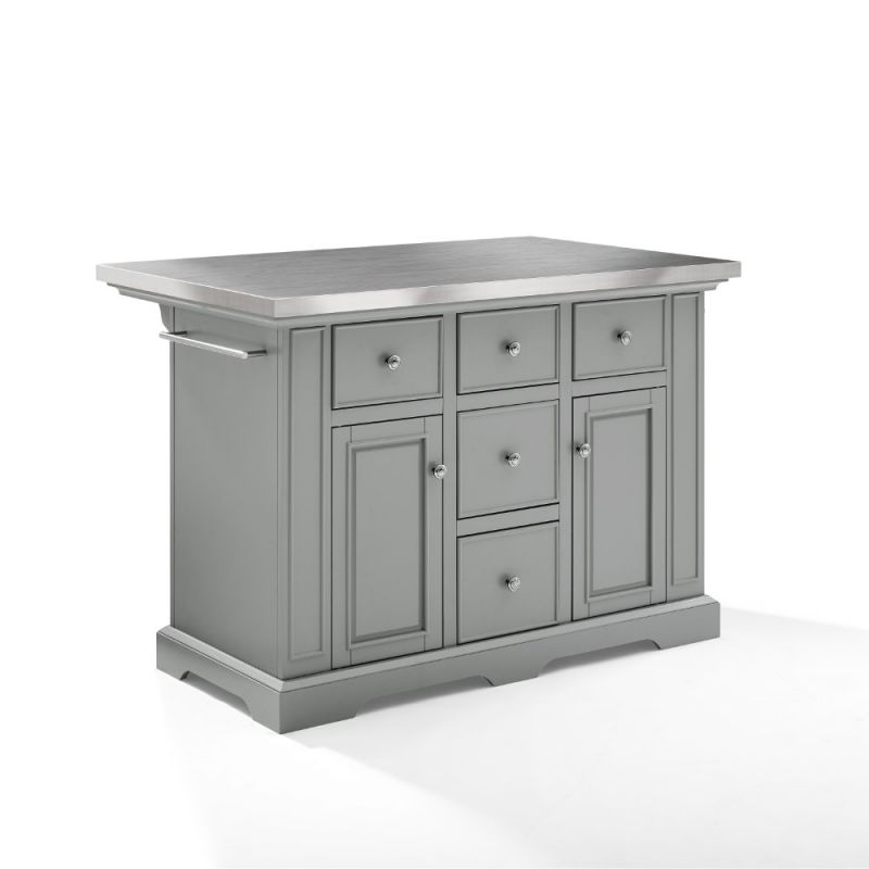 Crosley Furniture - Julia Kitchen Island Gray/Stainless Steel - KF30025AGY