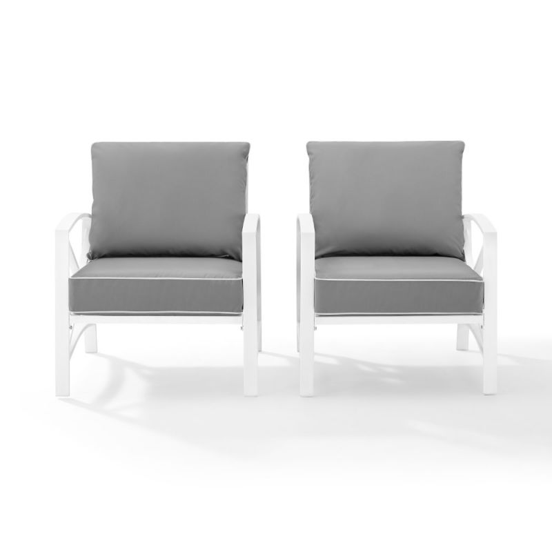 Crosley Furniture - Kaplan 2 Piece Outdoor Chair Set Gray/White - 2 Chairs - KO60013WH-GY