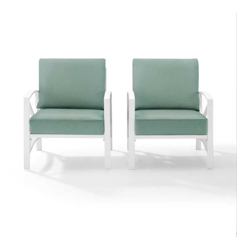 Crosley Furniture - Kaplan 2 Piece Outdoor Chair Set Mist/White - 2 Chairs - KO60013WH-MI